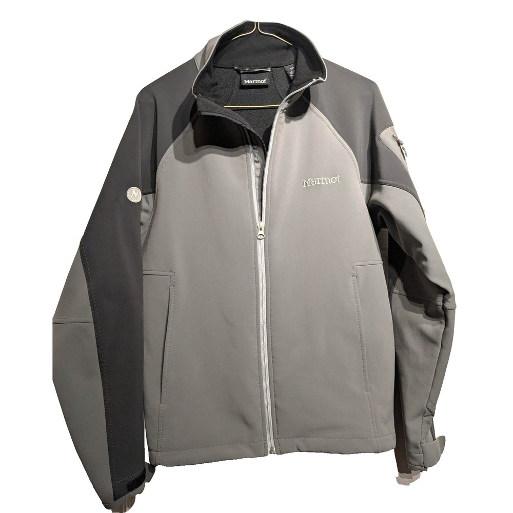 Marmot Softshell Jacket Mens Small/P Gray Two Tone Full Zip Fleece Lined Outdoor